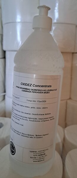 104  Oxidez,   dezinfekcijas līdzeklis ( koncentrāts) uz ūdeņraža peroksīda bāzes, 1L, cena ar PVN